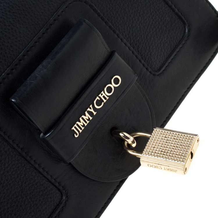 Pre Owned Jimmy Choo Black Leather Padlock Shoulder Bag