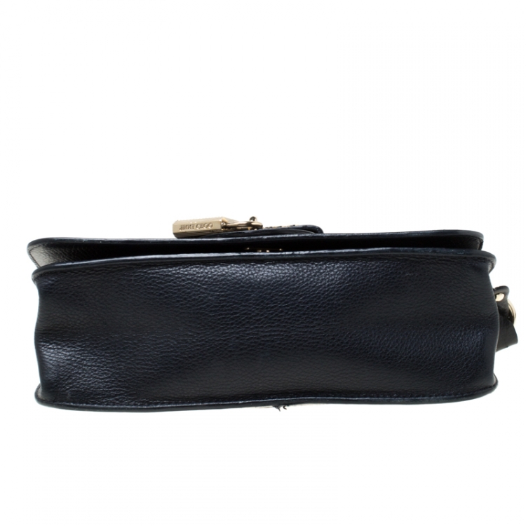 Pre Owned Jimmy Choo Black Leather Padlock Shoulder Bag
