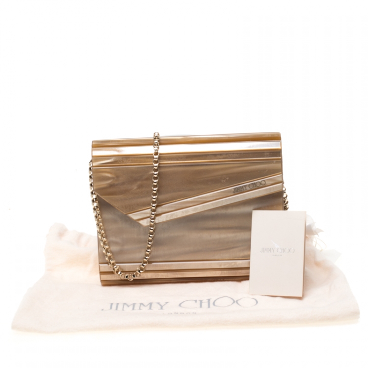 Pre Owned Jimmy Choo Light Brown Acrylic Candy Chain Clutch 