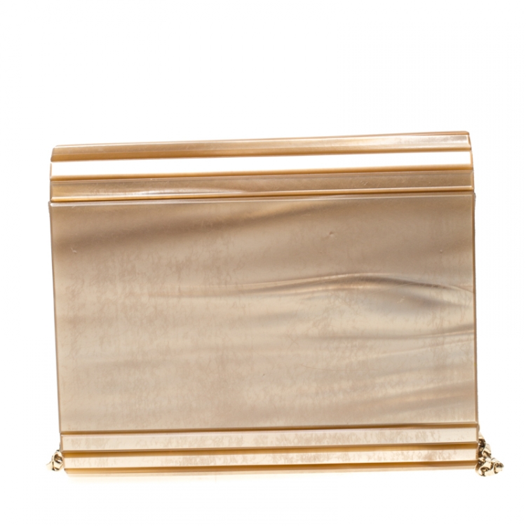 Pre Owned Jimmy Choo Light Brown Acrylic Candy Chain Clutch 