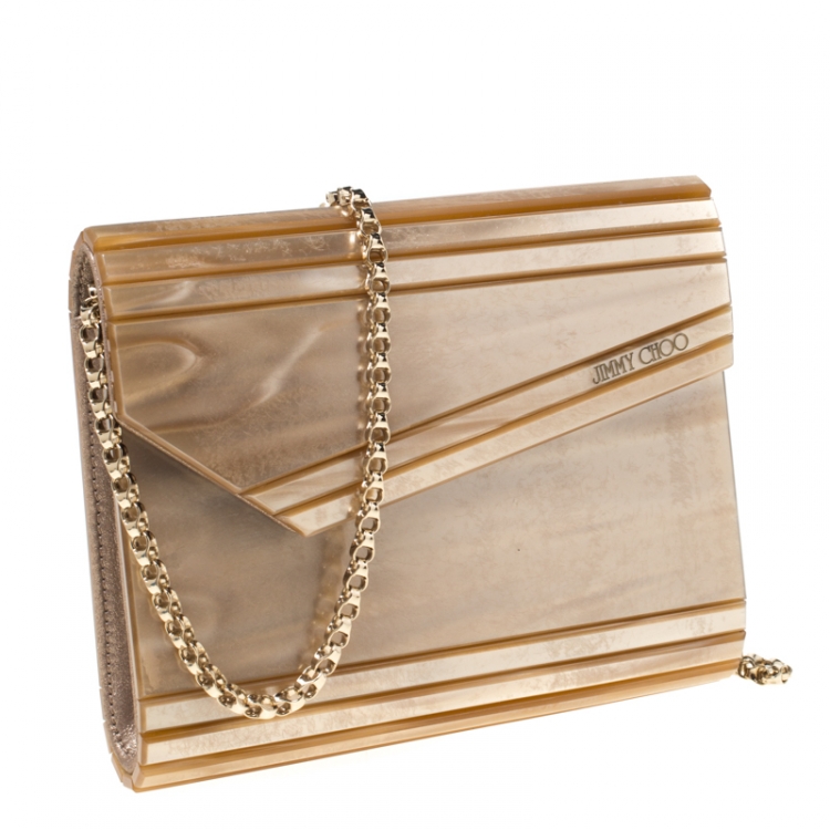 Pre Owned Jimmy Choo Light Brown Acrylic Candy Chain Clutch 