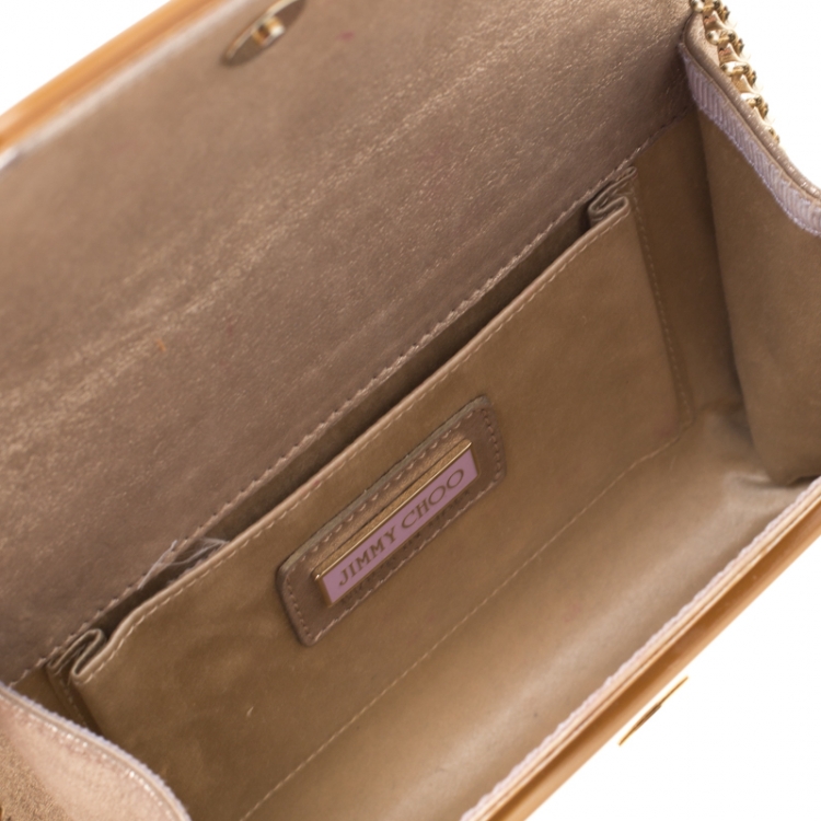 Pre Owned Jimmy Choo Light Brown Acrylic Candy Chain Clutch 