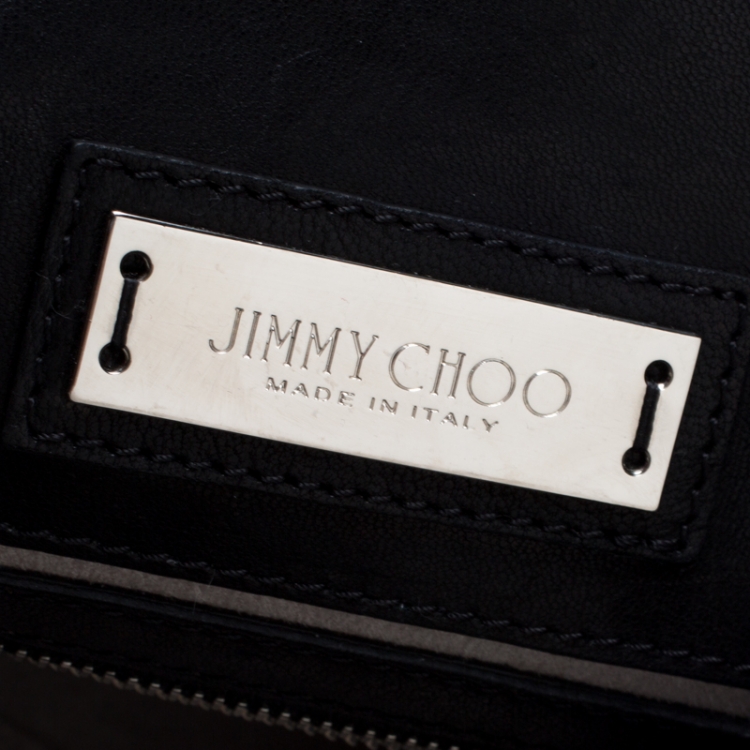 Pre Owned Jimmy Choo Black Star Studded Leather Riley Top Handle Bag