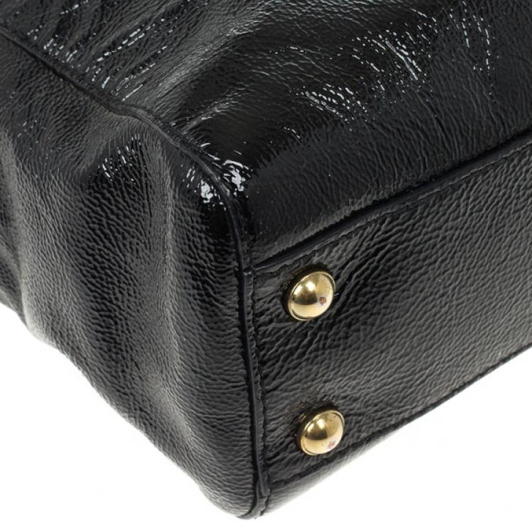 Pre Owned Jimmy Choo Black Patent Leather 'Camille' Quilted Pocket Tote