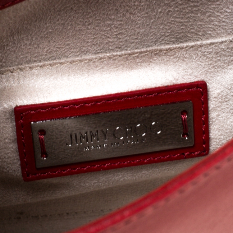 Pre Owned Jimmy Choo Red Leather Rebel Crossbody Bag