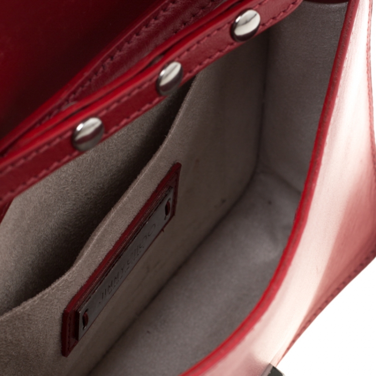Pre Owned Jimmy Choo Red Leather Rebel Crossbody Bag