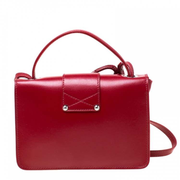 Pre Owned Jimmy Choo Red Leather Rebel Crossbody Bag