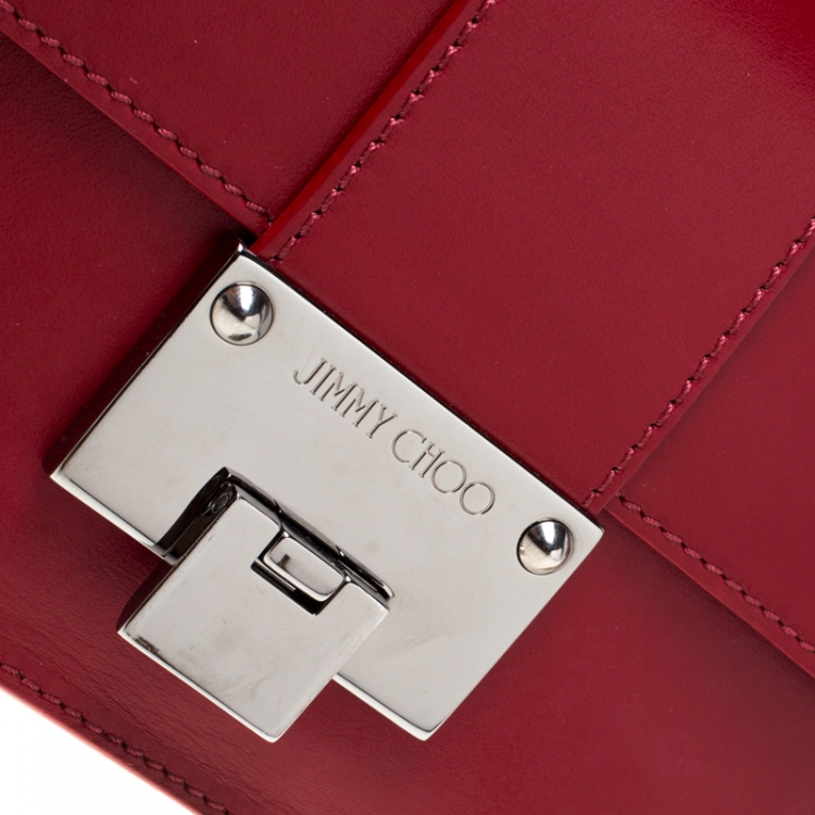 Pre Owned Jimmy Choo Red Leather Rebel Crossbody Bag
