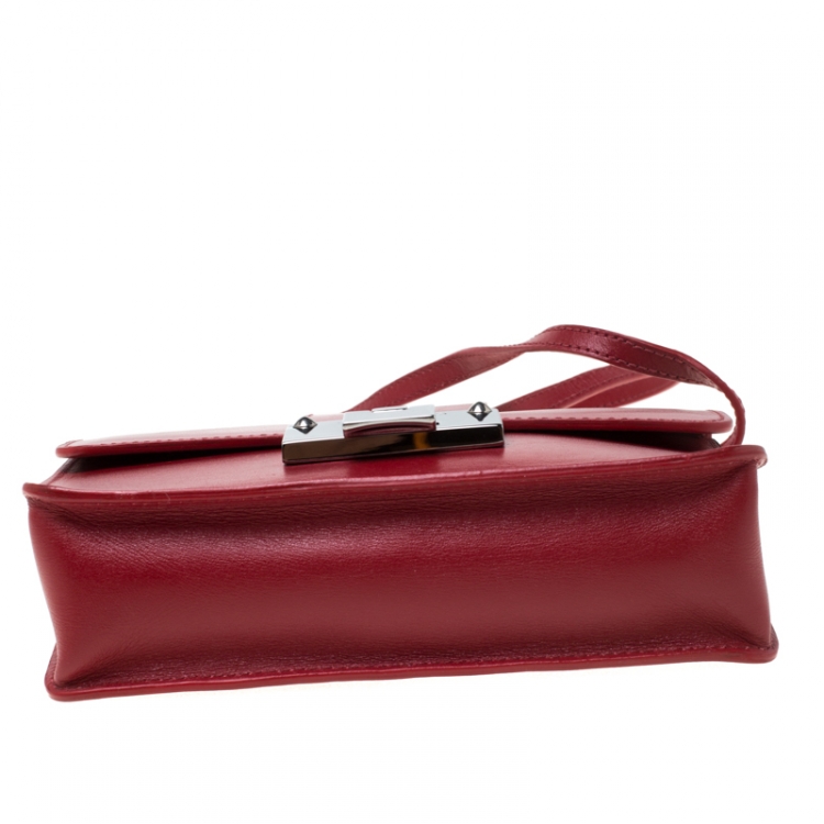 Pre Owned Jimmy Choo Red Leather Rebel Crossbody Bag
