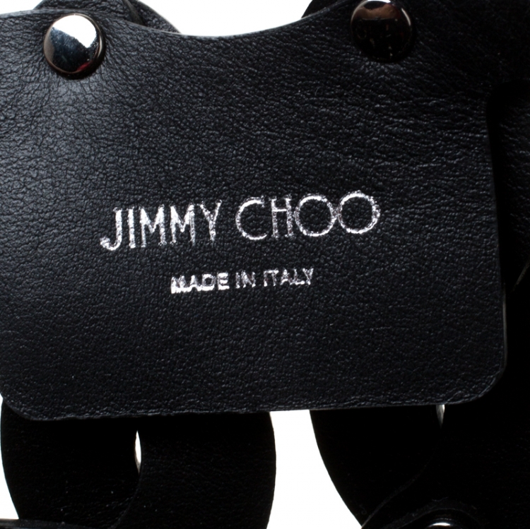 Pre Owned Jimmy Choo Black Leather Studded Crossbody Bag