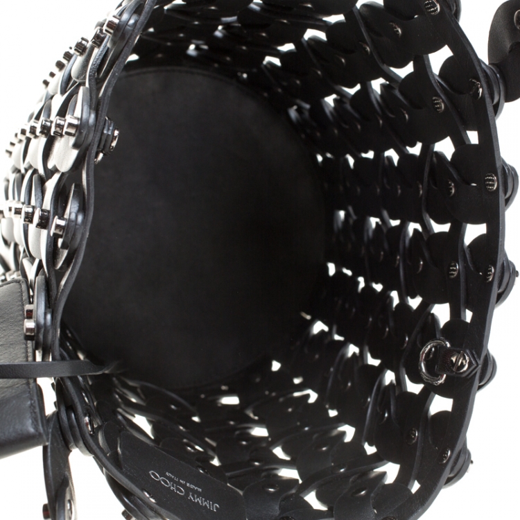 Pre Owned Jimmy Choo Black Leather Studded Crossbody Bag