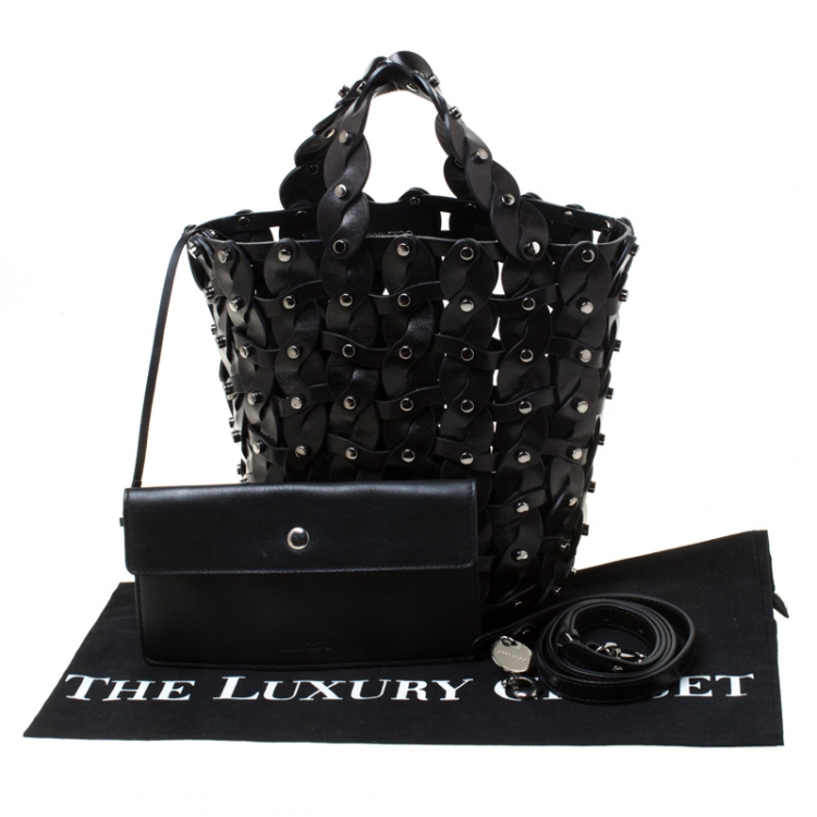 Pre Owned Jimmy Choo Black Leather Studded Crossbody Bag