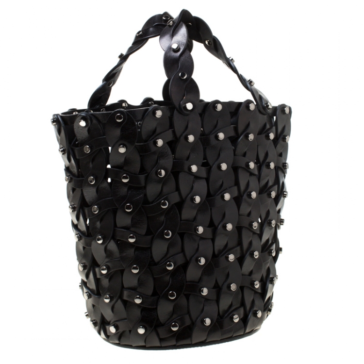 Pre Owned Jimmy Choo Black Leather Studded Crossbody Bag