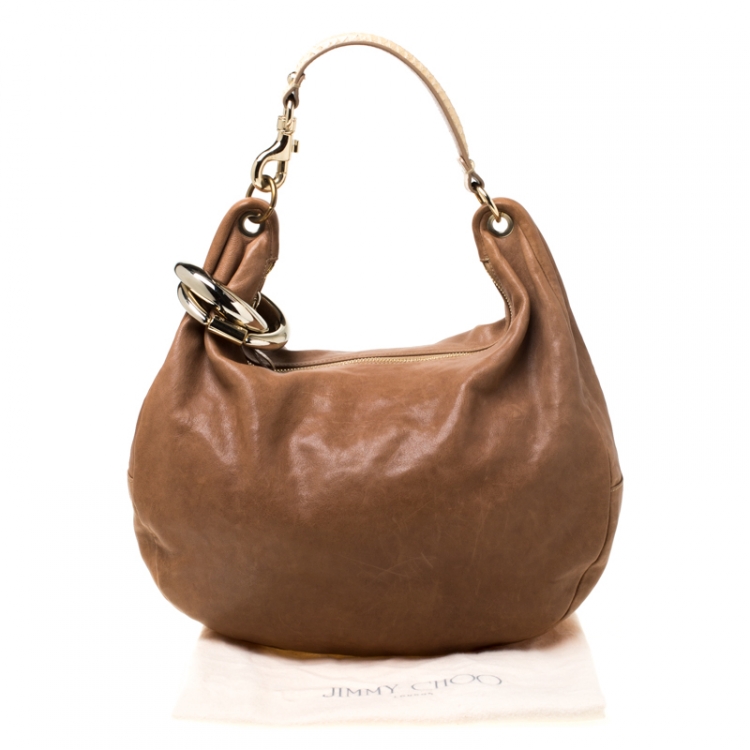 Pre Owned Jimmy Choo Brown Leather Medium Solar Hobo