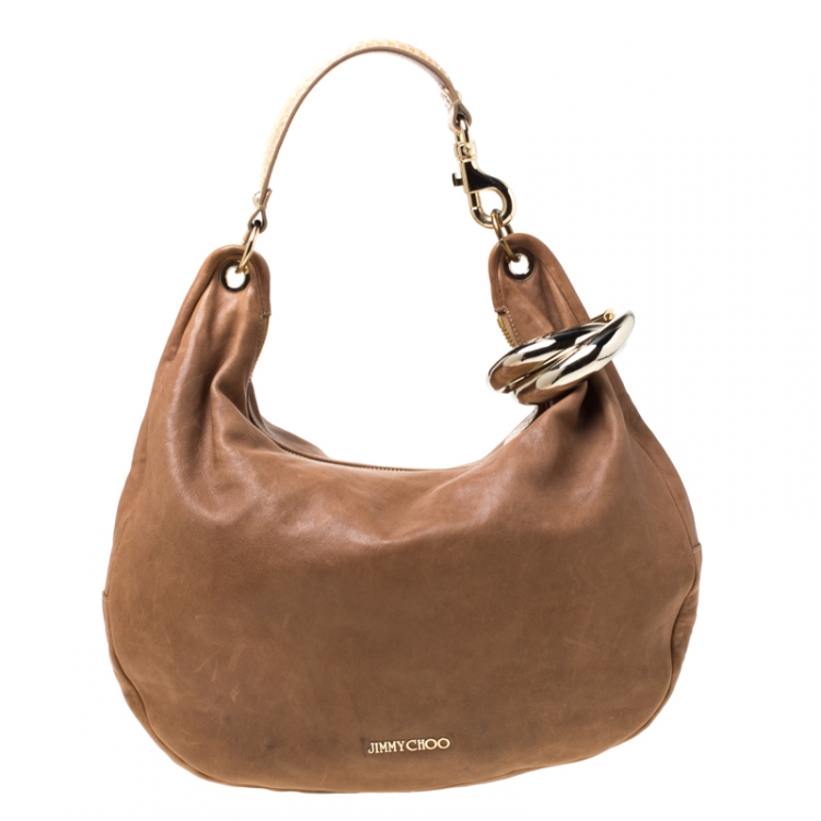 Pre Owned Jimmy Choo Brown Leather Medium Solar Hobo