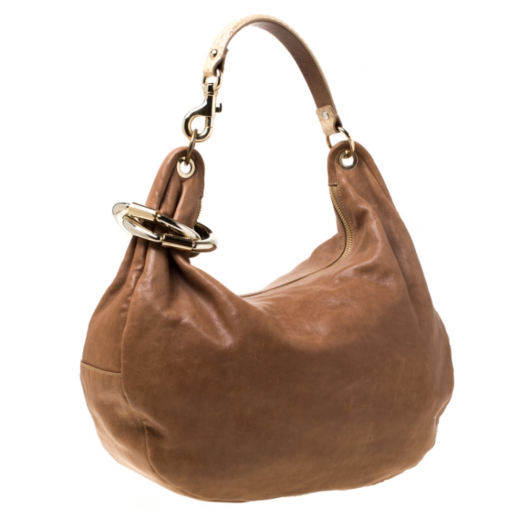 Pre Owned Jimmy Choo Brown Leather Medium Solar Hobo