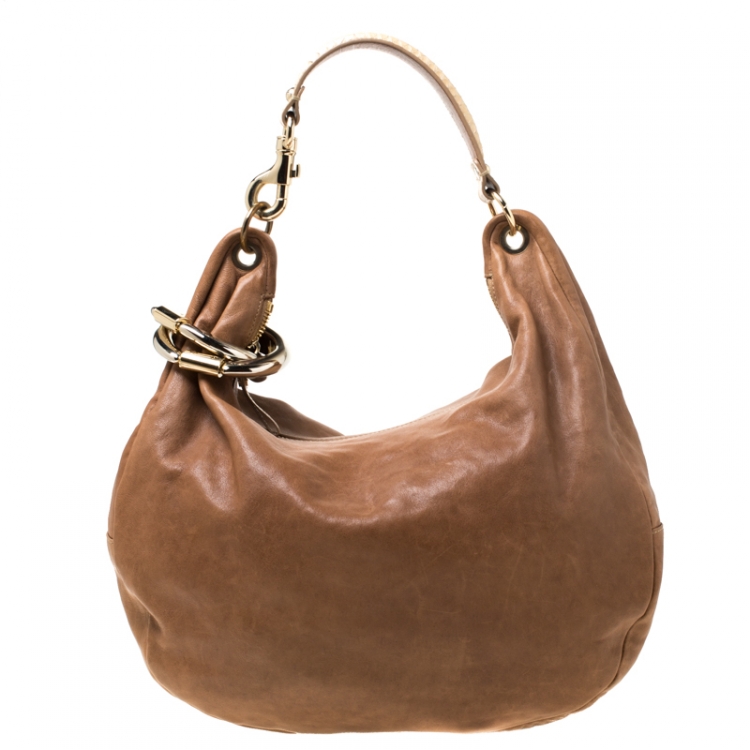 Pre Owned Jimmy Choo Brown Leather Medium Solar Hobo