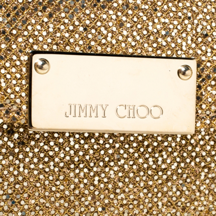 مملوكة مسبقًا Jimmy Choo Gold Lame Glitter Riane Clutch