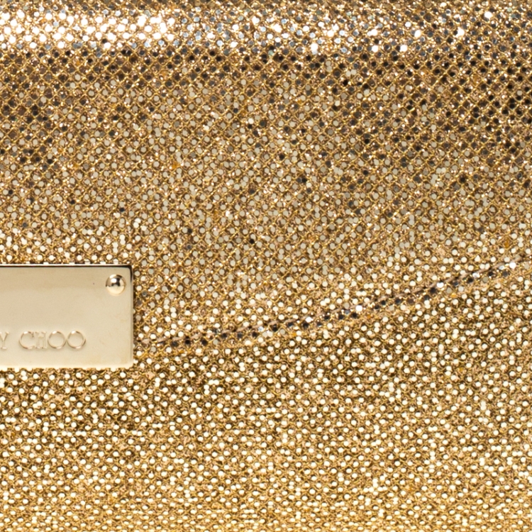 مملوكة مسبقًا Jimmy Choo Gold Lame Glitter Riane Clutch