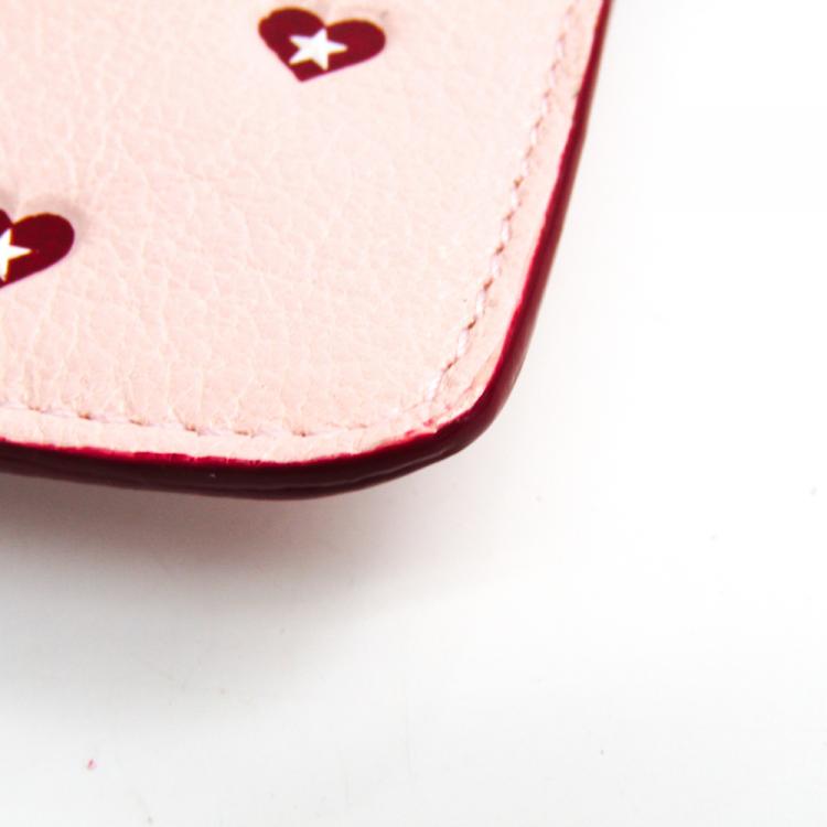 Pre Owned Jimmy Choo Pink Leather Sweet Heart Clutch Bag 