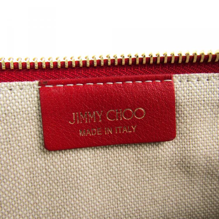 Pre Owned Jimmy Choo Pink Leather Sweet Heart Clutch Bag 