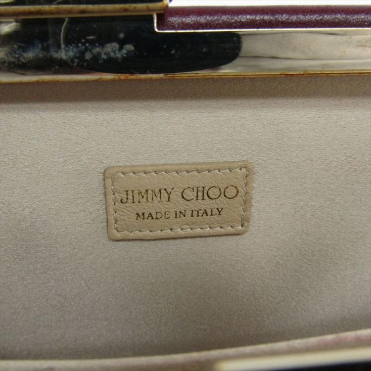 Pre Owned Jimmy Choo Bordeaux Leather Clutch Bag