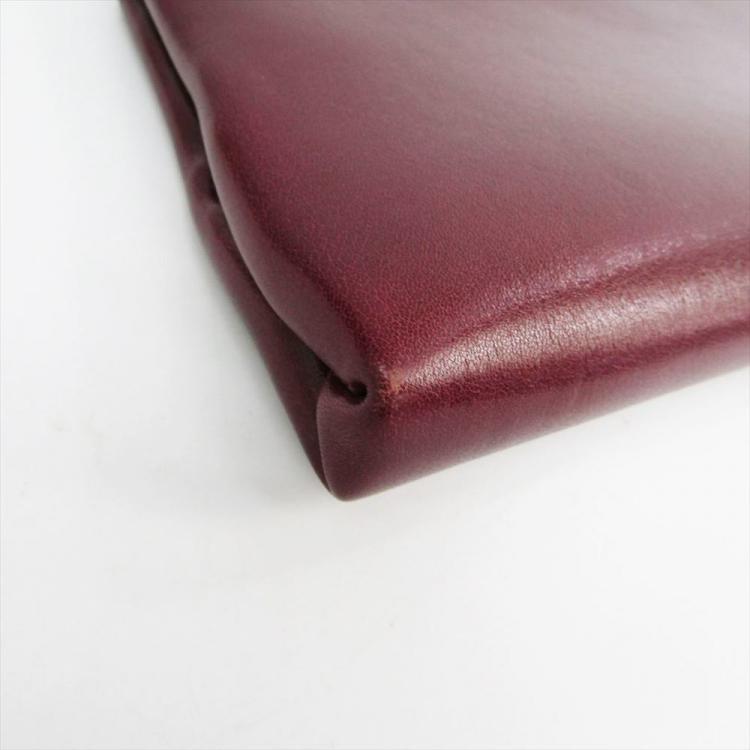 Pre Owned Jimmy Choo Bordeaux Leather Clutch Bag