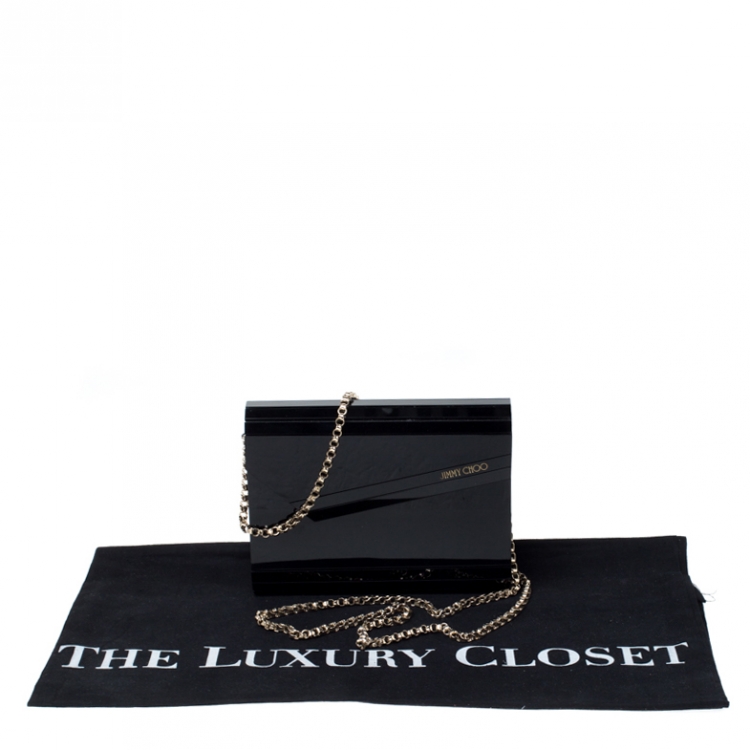 Pre Owned Jimmy Choo Black Acrylic Candy Chain Clutch 