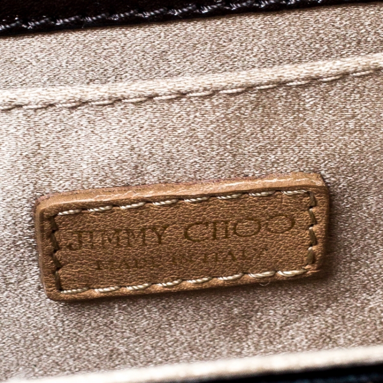 Pre Owned Jimmy Choo Black/Gold Glitter Acrylic Candy Clutch Bag