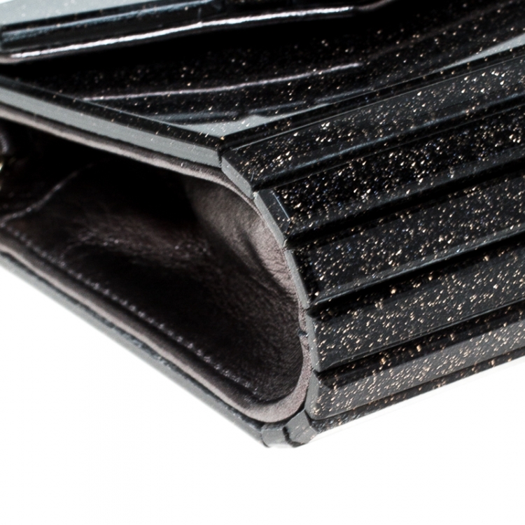 Pre Owned Jimmy Choo Black/Gold Glitter Acrylic Candy Clutch Bag