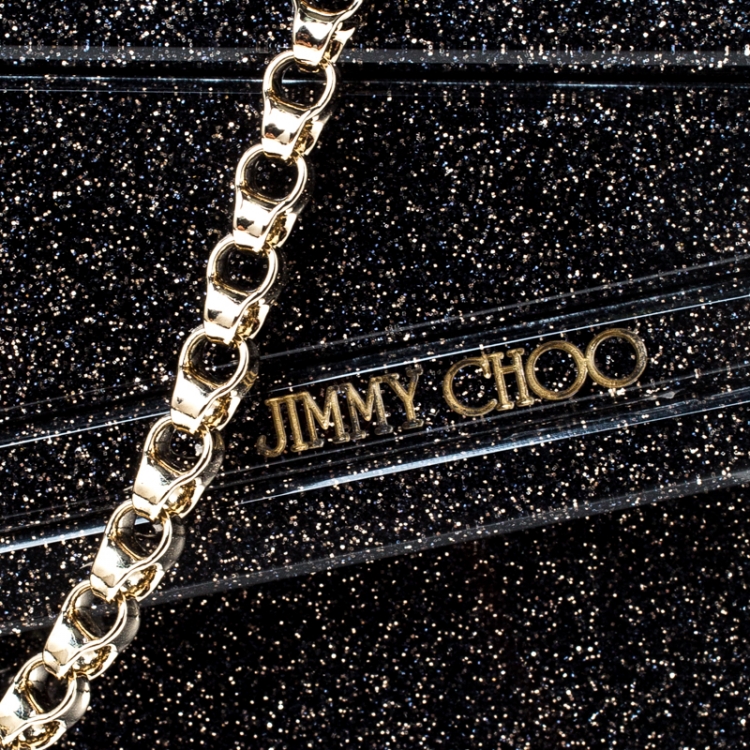 Pre Owned Jimmy Choo Black/Gold Glitter Acrylic Candy Clutch Bag