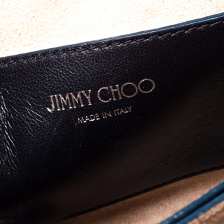 Pre Owned Jimmy Choo Metallic Blue Leather Rebel Crossbody Bag