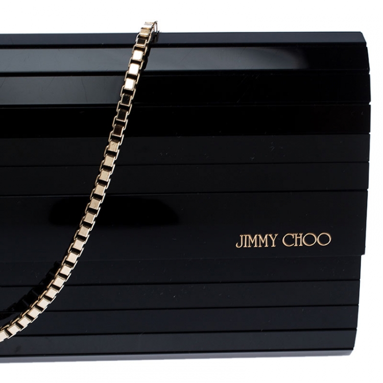 Pre Owned Jimmy Choo Black Acrylic Sweetie Chain Clutch