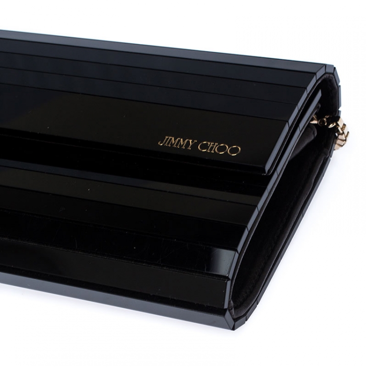 Pre Owned Jimmy Choo Black Acrylic Sweetie Chain Clutch
