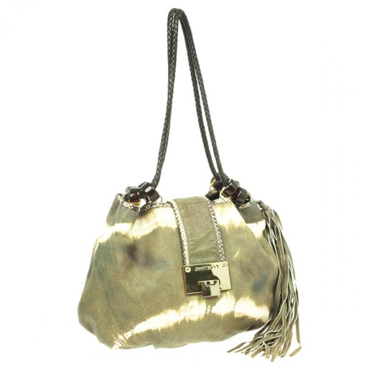 Pre Owned Jimmy Choo Tie Dye Embossed Python Robin Bag