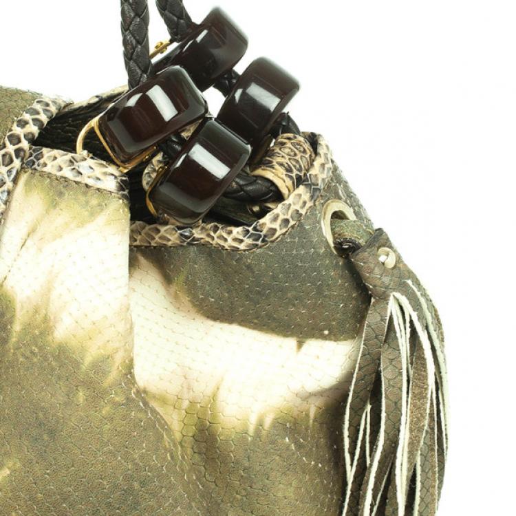 Pre Owned Jimmy Choo Tie Dye Embossed Python Robin Bag