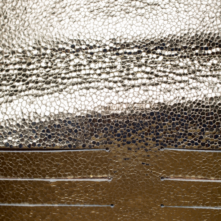 Pre Owned Jimmy Choo Gold Lame Glitter Riane Clutch
