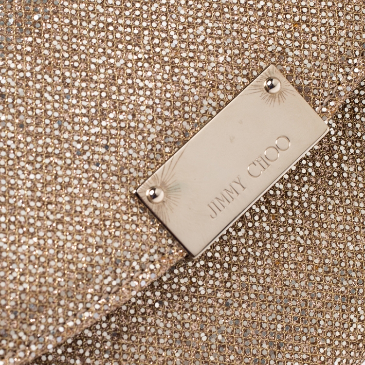 Pre Owned Jimmy Choo Gold Lame Glitter Riane Clutch