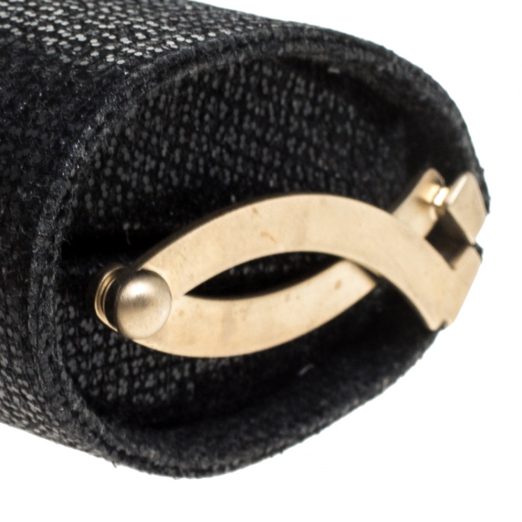 Pre Owned Jimmy Choo Black Fabric Glitter Twill Tube Clutch