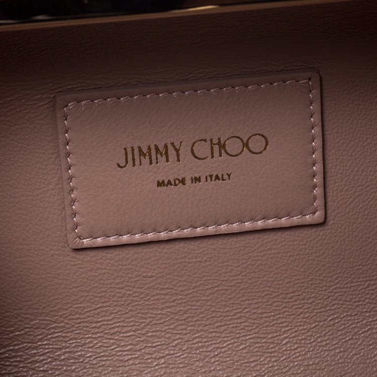 Pre Owned Jimmy Choo Gold Metal Cloud Motif Etched Clutch