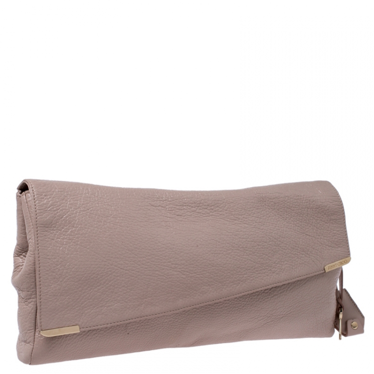 مملوكة مسبقًا Jimmy Choo Nude Patent Leather Flap Clutch