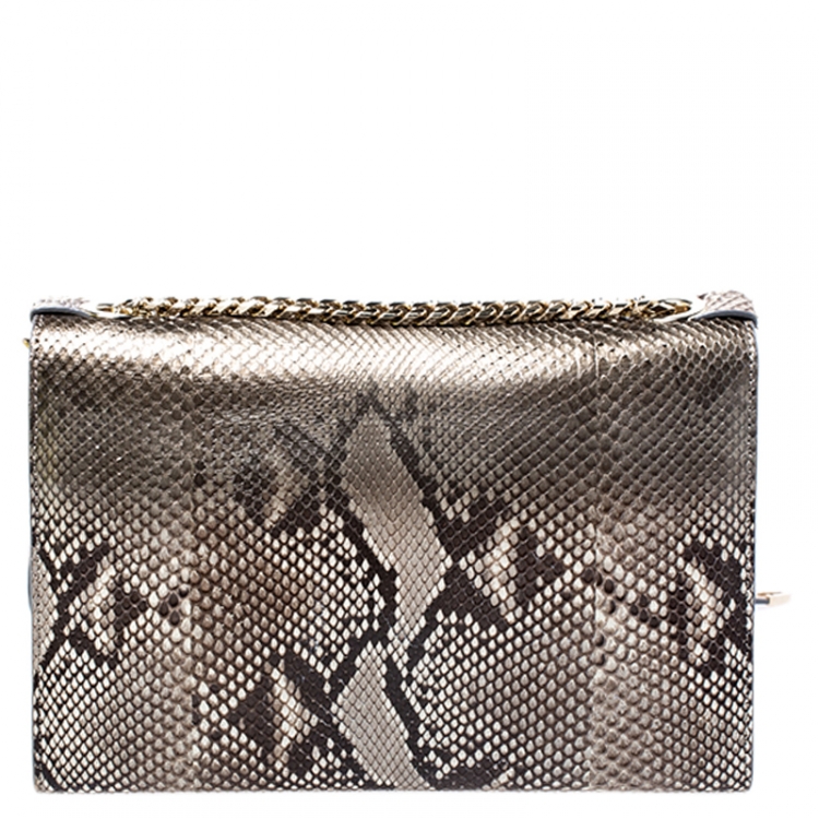 Pre Owned Jimmy Choo Brown Python Rebel Shoulder Bag