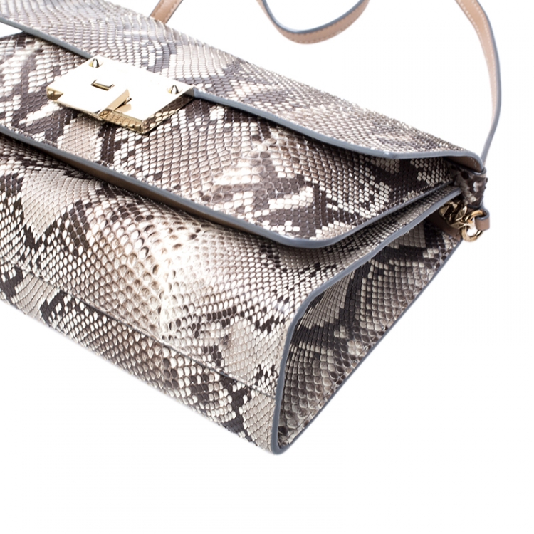 Pre Owned Jimmy Choo Brown Python Rebel Shoulder Bag