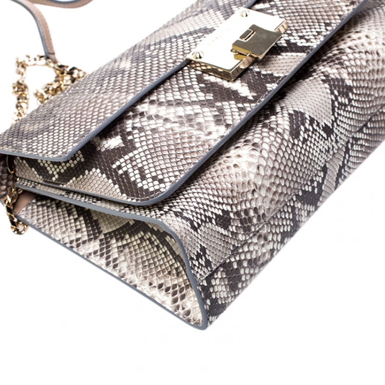 Pre Owned Jimmy Choo Brown Python Rebel Shoulder Bag