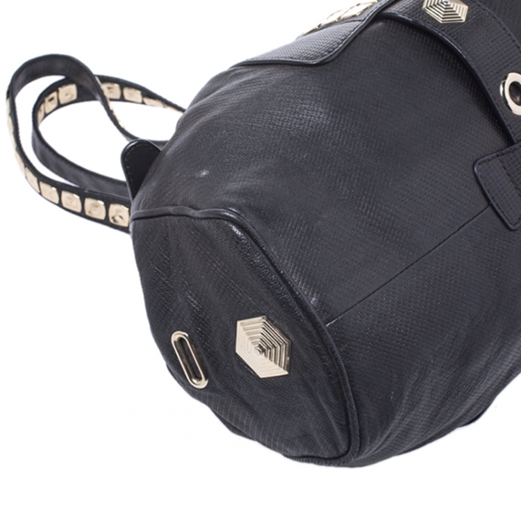 Pre Owned Jimmy Choo Black Leather Studded Riki Tote
