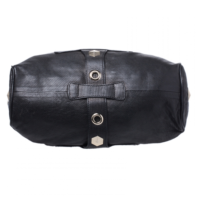 Pre Owned Jimmy Choo Black Leather Studded Riki Tote
