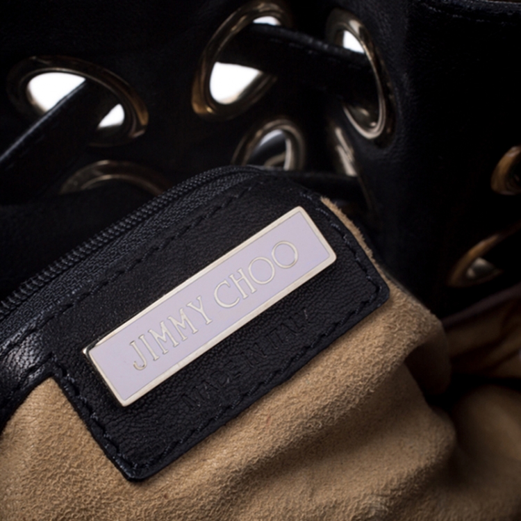 Pre Owned Jimmy Choo Black Leather Studded Riki Tote