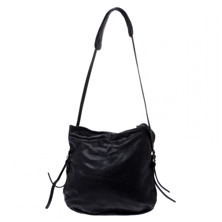 Pre Owned Jimmy Choo Black Leather Small Biker Shoulder Bag