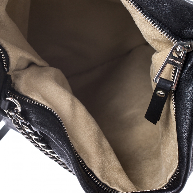 Pre Owned Jimmy Choo Black Leather Small Biker Shoulder Bag