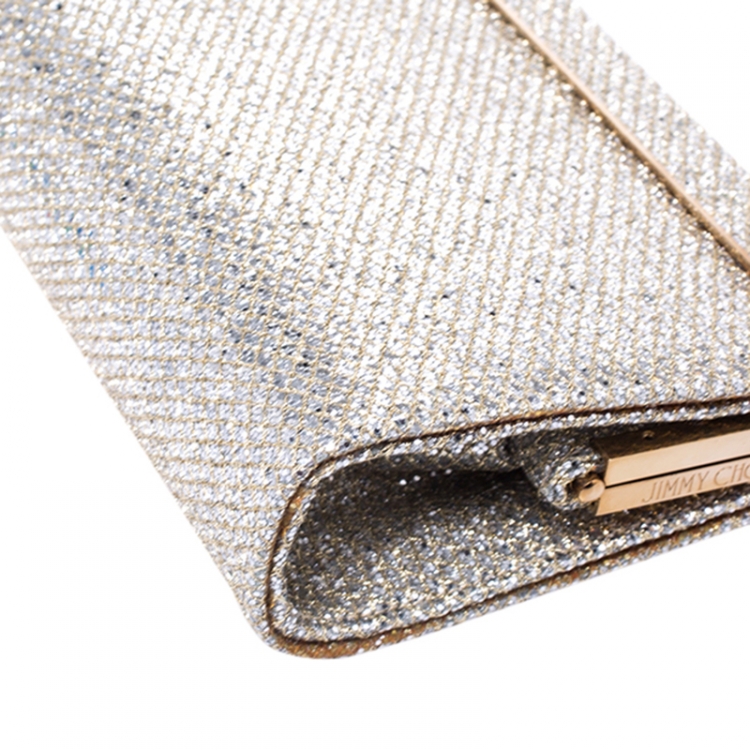 Pre Owned Jimmy Choo Gold/Silver Glitter Cayla Clutch